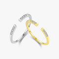 925 Sterling Silver Fine Jewelry Simple Open Size 6-8 Clear Zircon Finger Ring Classic Gold Color Adjustable Rings for Women