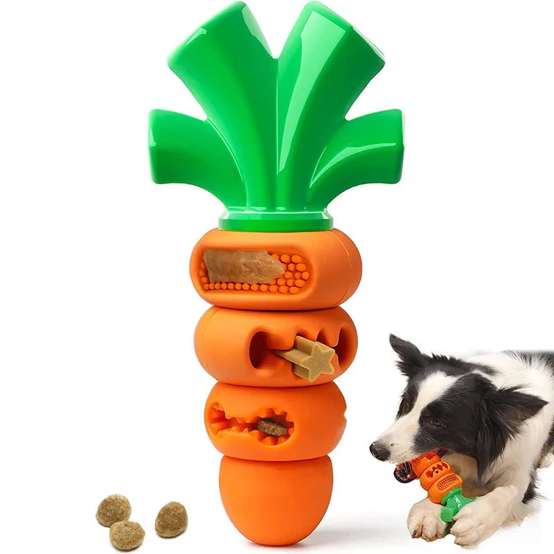 Rubber Pet Teeth Cleaning Leak Food Dog Toys Interactive Treat Dispenser Carrot Dog Chew Toy