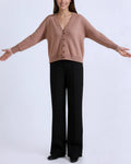 Direct Sale Custom Knit Women's Long Sleeve Softness Wool Sweater V-Neck Open Casual Style Cardigan