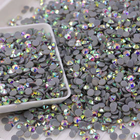 1440pcs Crystal AB SS10 Hotfix Flatback Rhinestones Loose Round Shape Crystal Hotfix Rhinestones Bulk Hot-Fix for Garment