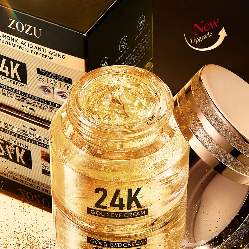 OEM ODM ZOZU 24k Gold Hyaluronic Acid Moisturizing Anti Wrinkle Best Dark Circle Eye Cream