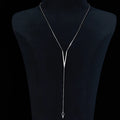 Fashion Sweater Chain Long Sterling Silver Women Jewelry V Neck Low Chest Chain Necklace