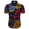Linen Short Sleeve Shirt Men Summer Floral Loose Baggy Casual Hawaii Holiday Beach Shirt Tee Tops Buttons Blouse National Style
