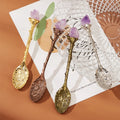 Amethyst Flower Retro Crystal Alloy Stereoscopic Coffee Tea Spoon Dessert Spoon Ice Cream Spoons