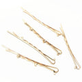 1.7mm*6.5cm  Golden Waved Metal Bobby Pins Hair Slide With Pended Rings to Hang Charms Plain Hair Barrettes