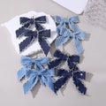 New Fashion Jewelry Denim Ribbon Handmade Bow Charm Pendant Earrings