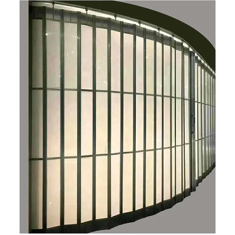 Commercial Modern Shop Front PVC Folding Door Polycarbonate Panels Aluminum Alloy Frame Anti-Theft Dust-proof Customized