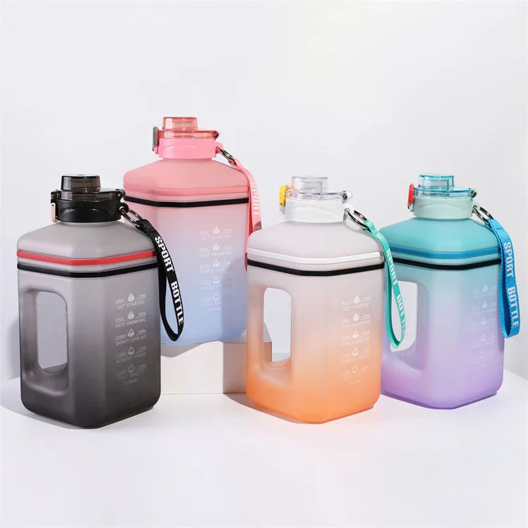 2.2 Litre Water Bottle Gym 2000Ml Plastic Sport Water Bottle Fitness 2L Custom Logo Large Cute Sport Square Plastic Water Bottle