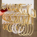 Custom Trendy Luxury Fashion Geometric Stud Hoop Earrings Set for Women Jewelry Gold Plated Butterfly Pearl Earrings Ser