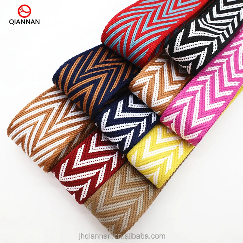 Spot Wholesale Custom 38mm2inch Thickened Polyester Jacquard Webbing Case  Bag Strap Clothing Shoes  Hats Decorative Accessories