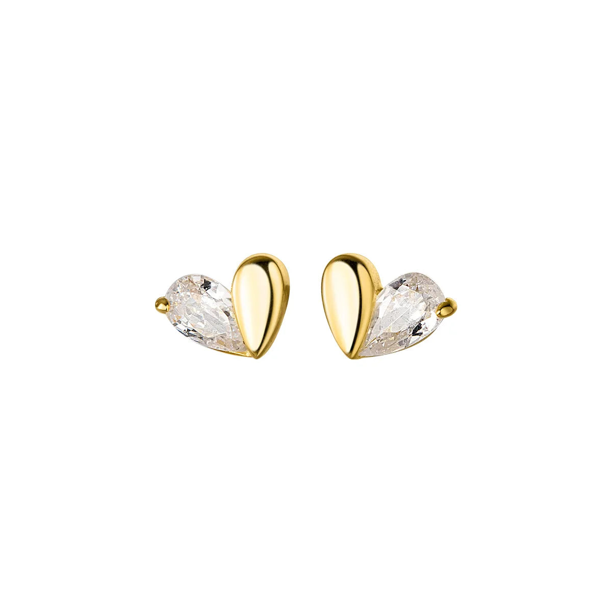 Fashion 925 Sterling Silver Love Heart Shape Small Stud Earrings Gold Plated Zirconia Jewelry for Women Girls