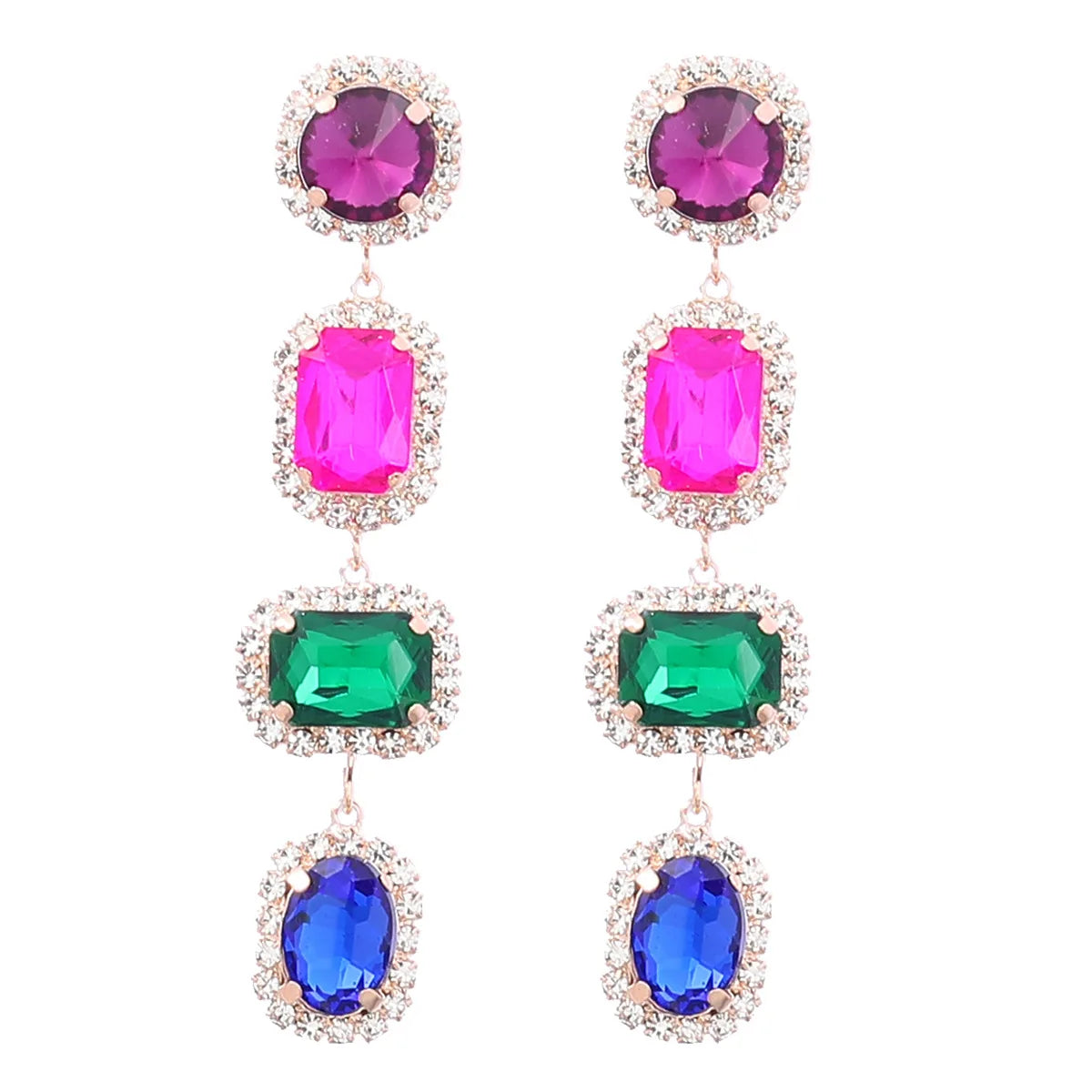 2023 Fashion Jewelry Exaggerated Necklace Earring Set Claw Chain Drill Multi-layer INS Style Geometric Female Bohemian Earrings
