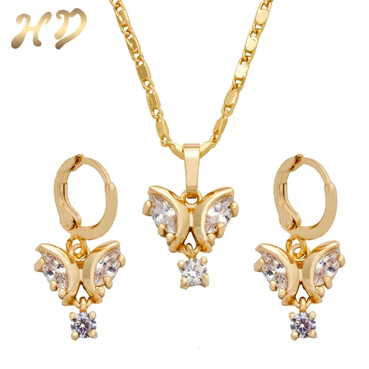 Fashion Bridal Necklaces and Earrings Set Minimal Pendant Necklace Jewelry and Earrings Set for Women