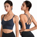 Custom Solid Female Shockproof Women Active Tank Top Fitness & Yoga Wear Cross Straps Sportswear Seamless Sport Bra Crop Top