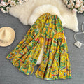 Summer Casual Wide Leg Long Pants Women Print Printed High Elastic Waist Trousers Girls Outdoor Pants Wholesale