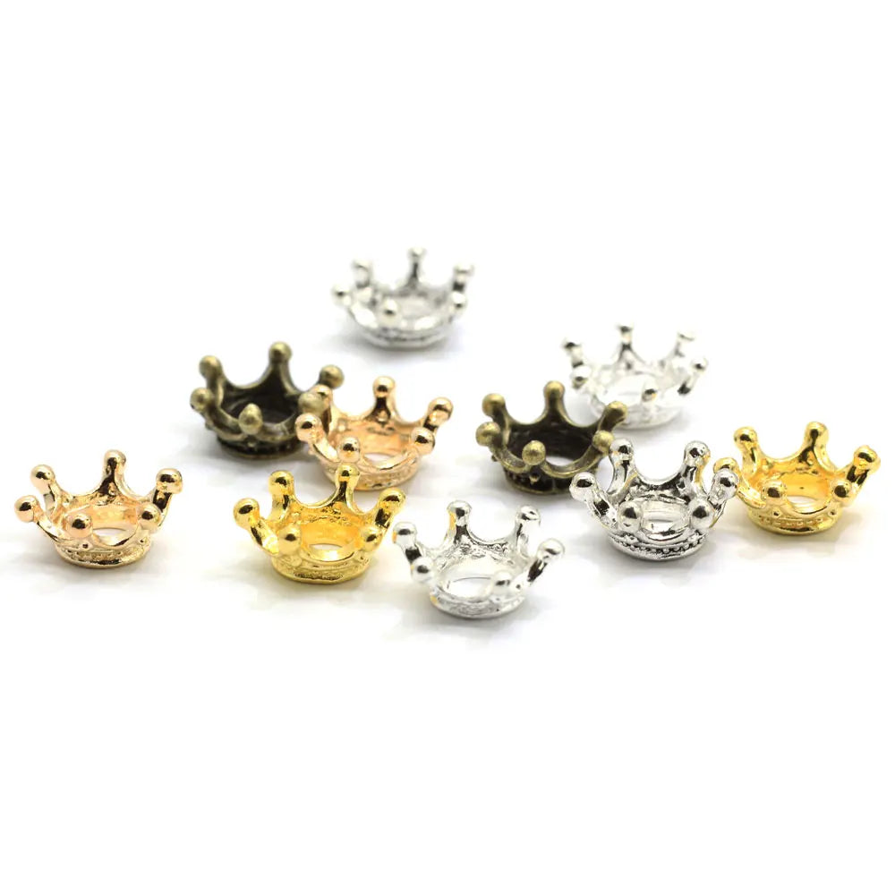 Alloy Crown Tiara Beads 3D Antique Bronze Metal Crown Charm for Fashion Bracelet Jewelry Craft DIY Decoration