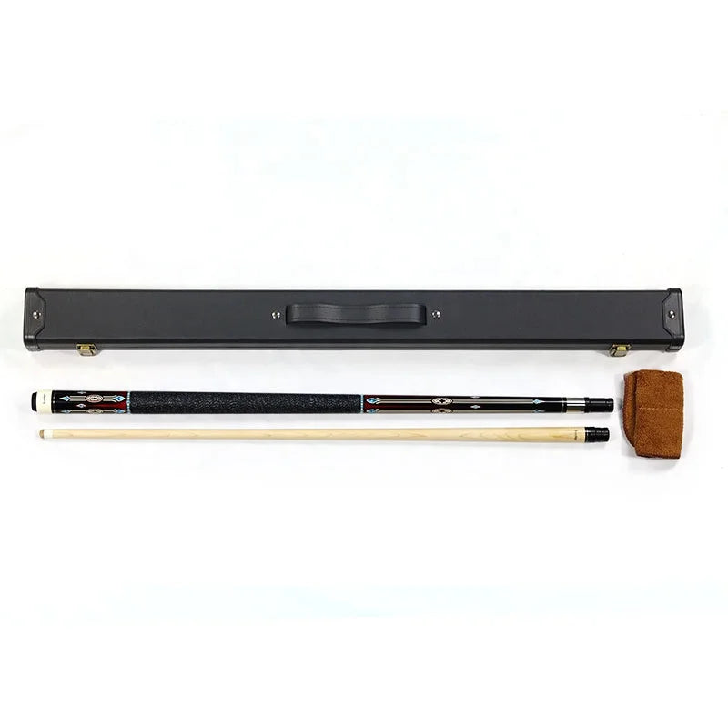 Billiard 2PC Canada Maple Wood Stainless Steel 58" Pool Cue 1/2 Split Uniloc Joint Tip 12.5MM PU Leather Case Durable Clean