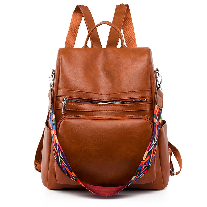 Women's Casual Fashion Multifunctional PU Leather  Backpacks Outdoor Sport Lightweight Girls College Bags