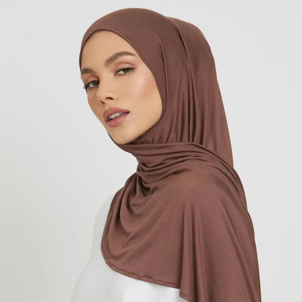 Premium Jersey Chiffon Scarf with Lace Broken Card Stretchhijab Cross-Border from Malaysia for Spring in Froufrou