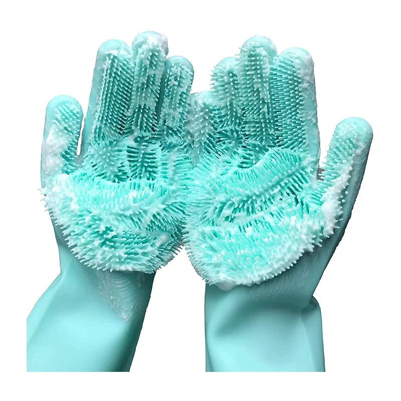 Magic Heat Resistant Silicone Rubber Cleaning Hand Scrubber Kitchen Dish Household Washing Gloves