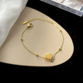 Pvd Gold Plated for Women Stainless Steel Love Heart Gold Charm Foot Chain Beads Chain Summer Anklets