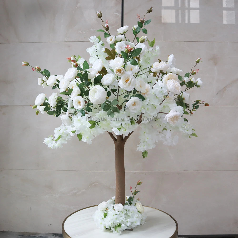 H0783 1.2m 1.5m Faux Rose Flower Tree Wedding Event Party Decor Small Table Centerpieces Artificial Cherry Blossom Tree for Sale