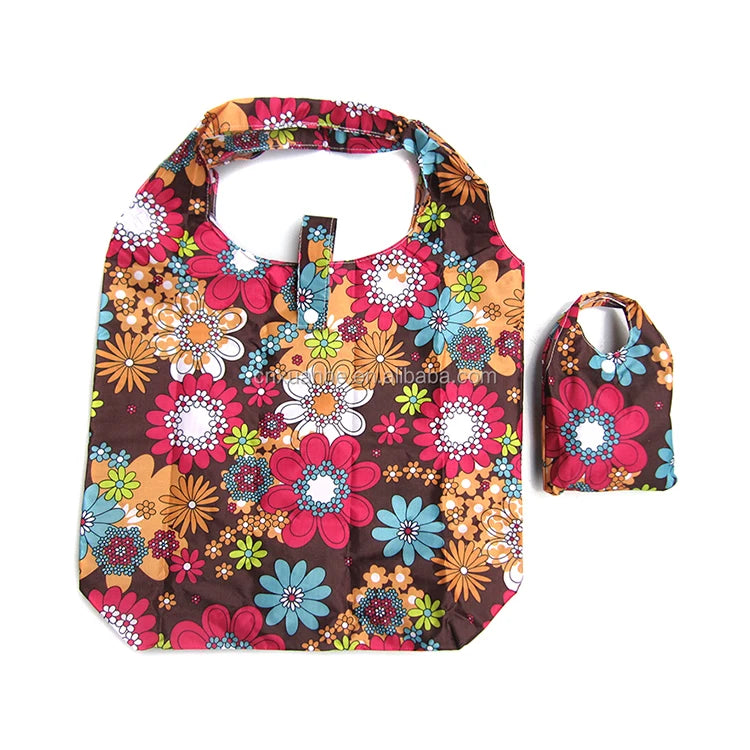 New Wholesale Oversize Portable Folding Supermarket Shopping Bag Nylon Cartoon Foldable Grocery Tote Bag