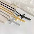 Wholesale Custom Stainless Steel Fashion Cross Jewelry 18k Gold Plated Plain Cross bar Pendant Hip Hop Vintage Men Necklace