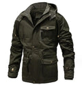 Men's Casual Mid Length Coat Cotton Men's Windbreaker Washed Fleece Thick Parka Jacket