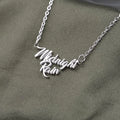 Qiuhan OEM ODM Stainless Steel Heart Shape Link Chain Necklace-Trendy Music Lover Name Letter Customizable for Anniversary