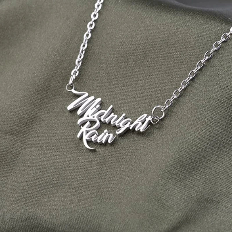 Qiuhan OEM ODM Stainless Steel Heart Shape Link Chain Necklace-Trendy Music Lover Name Letter Customizable for Anniversary