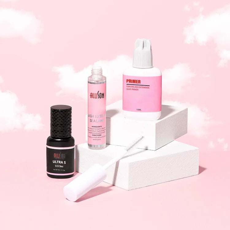 Allison 6-8 Weeks Wholesale 1 Second Fast Dry Clear Eyelash Extension Glue and Primer With Glue Rings Eyelash Extension Tools