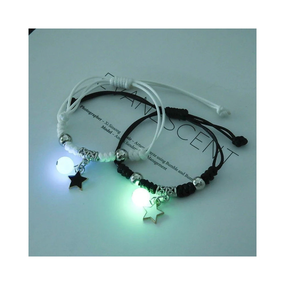 Pulsera Tejida Handmade Heart Whale Cloud Lucky Cat Bracelet Adjustable Personalized Woven Luminous Couple Bracelet