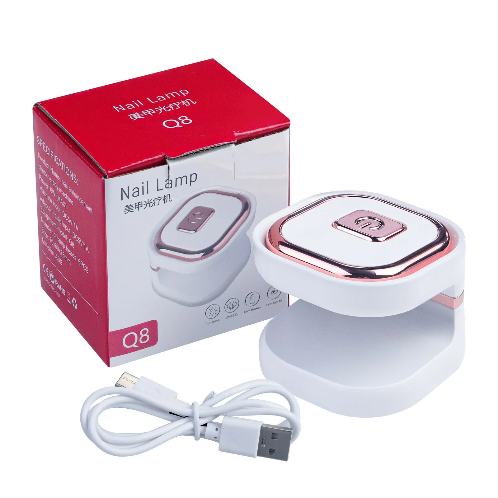 Misscheering Nail Enhancer Mini Portable Nail Lamp Small Square Nail Enhancer USB Phototherapy Lamp