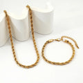 Hot Selling  Hypoallergenic Stainless Steel Set Jewelry 18K Plated Gold Rope Chain Necklace Women Fashion Choker Necklace Set