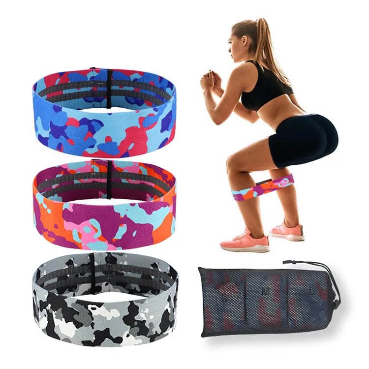 AW Boxing Resistance Hip Camouflage Elastic Fabric Booty  Trainer Circle Band Set