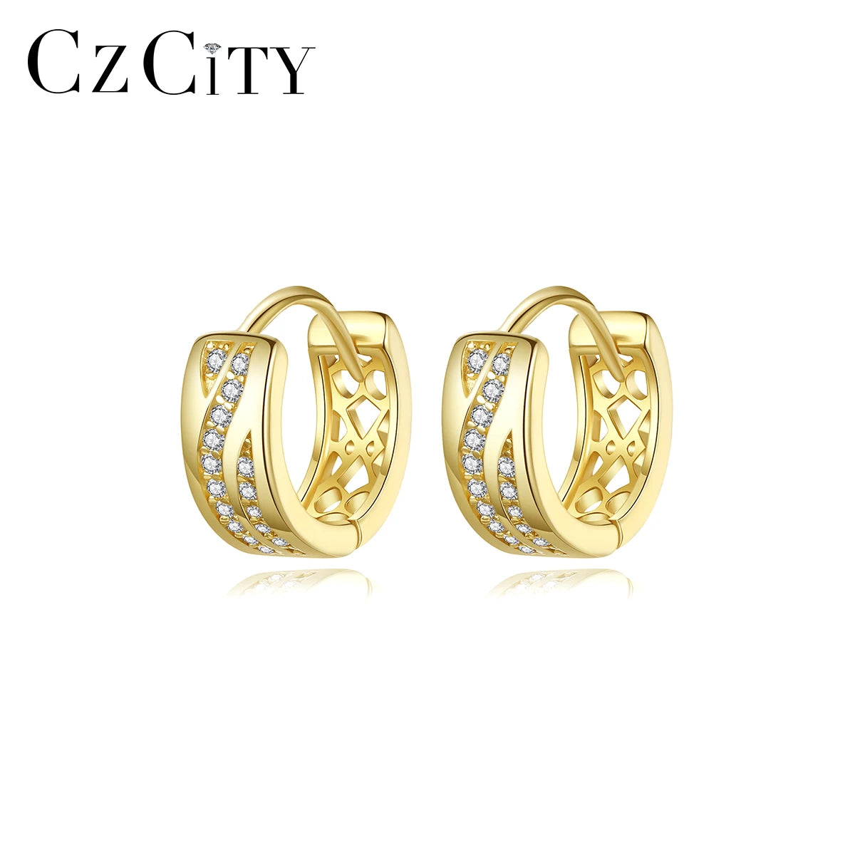 CZCITY Sterling Silver Jewelry Gold Plated Trendy Chunky 14K Unique Kids Clip on Woman Earrings 2026