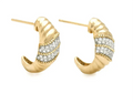 Wholesale 18k Gold Plated 925 Sterling Silver Zircon Twisted Stud Earrings Romantic Jewelry Anniversary Party Gift