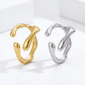 Jachon Women's 18K Gold Plated Stainless Steel Fashion Ring Geometric Irregular Open Adjustable Ring Jewelry