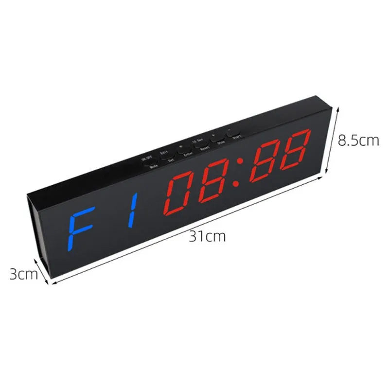 1.8\" 6-Digit LED Electronic Gym Timer Boxing Timer with Remote Control Supports Countdown & Count-Up for Games & Training