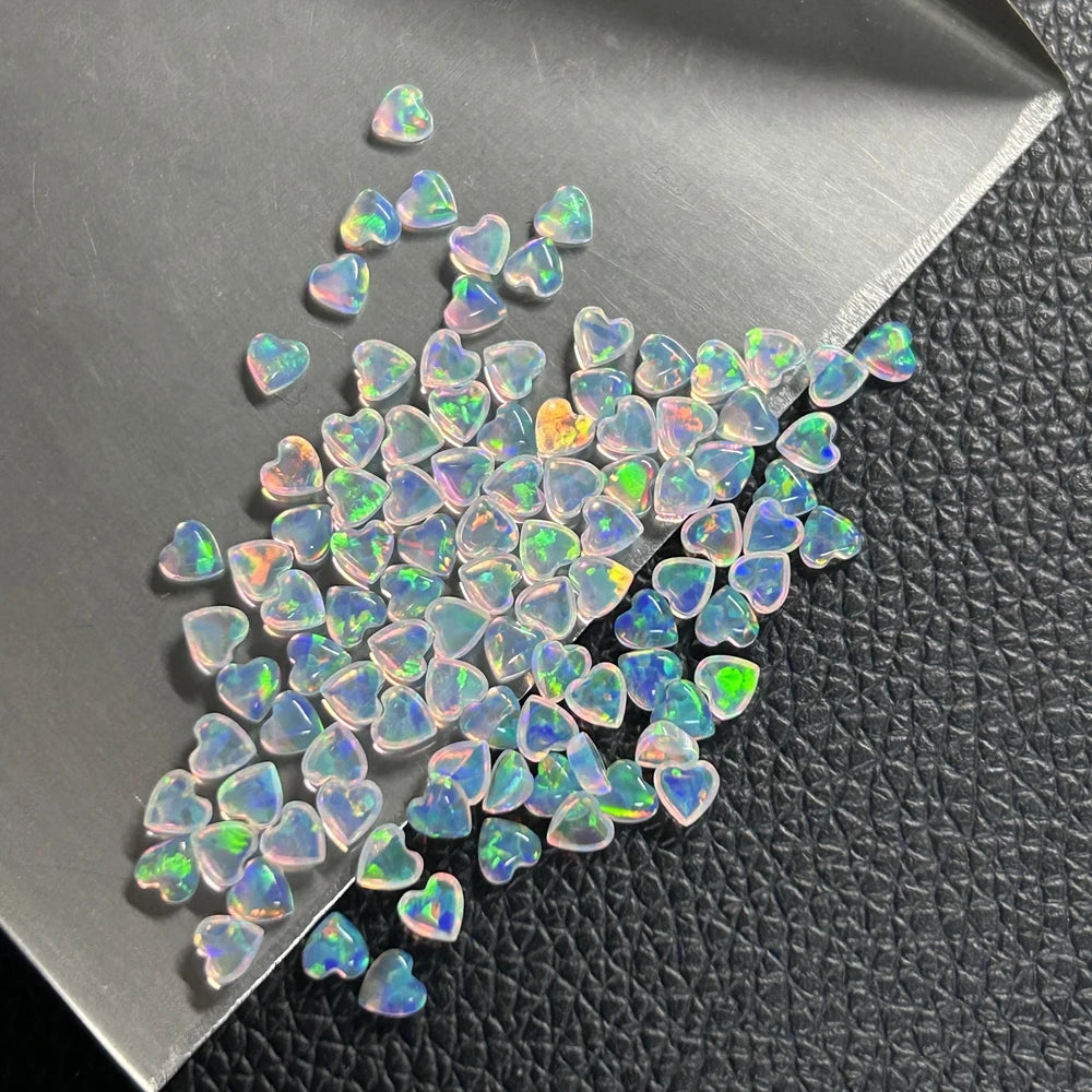 Small Size OP534 Flat Bottom Opal Heart Cabochon 4mm Heart Shape Synthetic Opal Stone