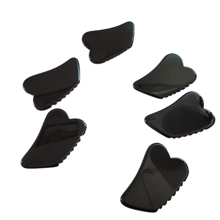 DIY Beauty Face Massage Real Jade Black Obsidian Gua Sha Pink Butterfly Gua Sha Bian Stone Tool