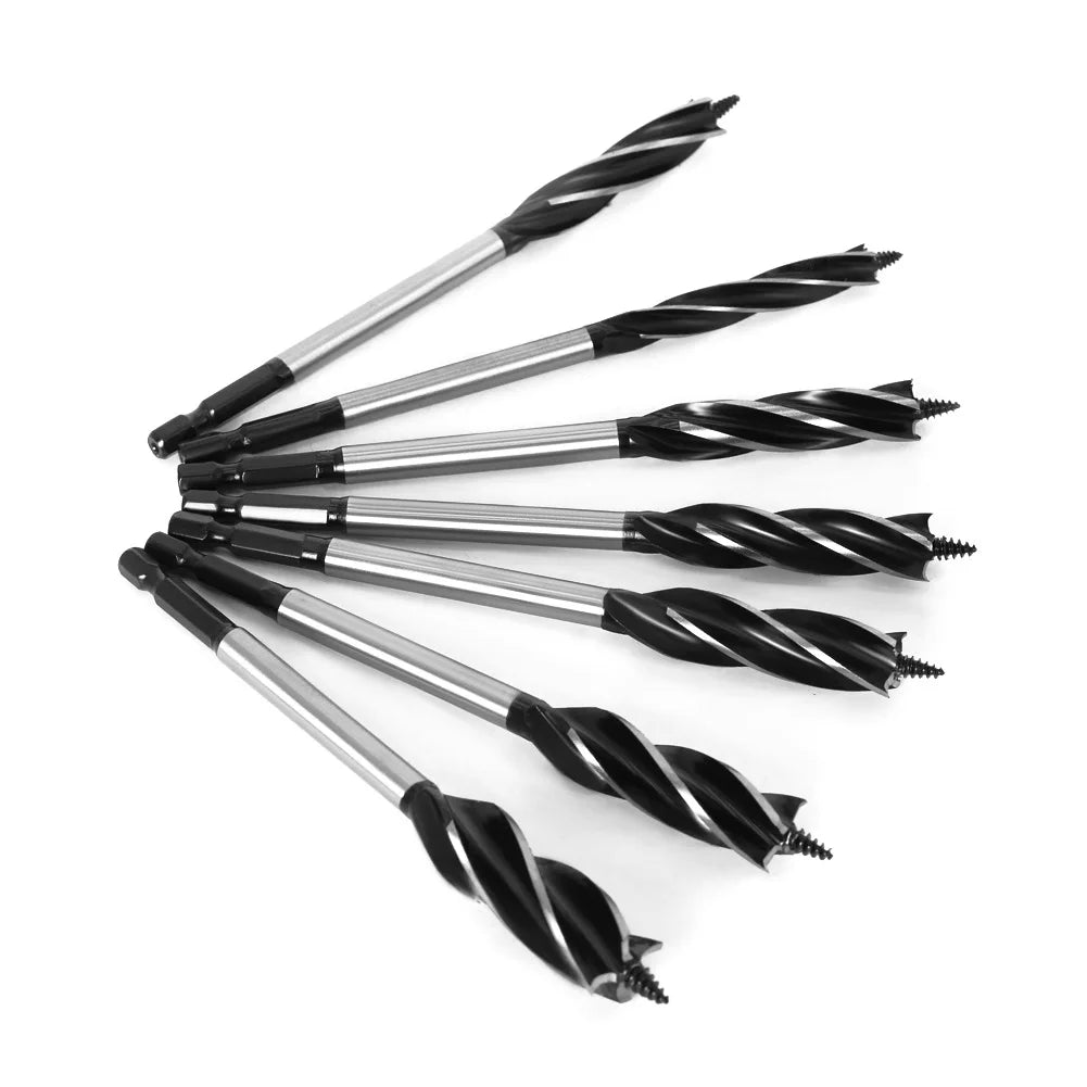 Industrial 8pc  Four Blade Auger Woodworking Drill Bit Set 10-35mm Hexagon Door Lock Opener Router Tools for DIY Projects