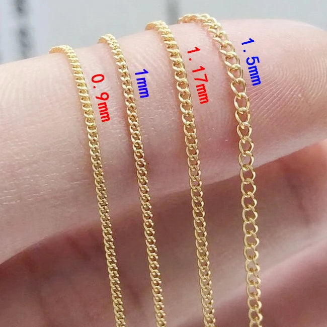 GC033 Gold Fill Curb Chain Thin Gold Chains Rolls for Jewelry Making