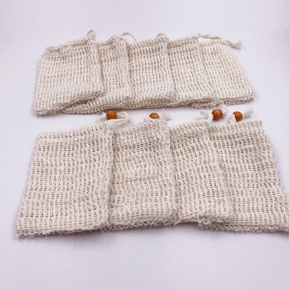 Sisal Exfoliating Soap Saver Plastic-Free Zero Waste Ramie Soap Net Simple Style Body Foaming and Drying Massage Peeling