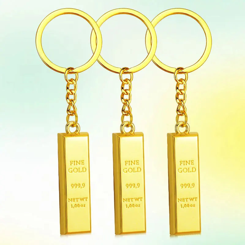 Sublimation Rectangle Blank Golden Brick Gold Bullion Bar Model Keyring Custom Gold Bar Shop Key Chain Gold Bar Keychain