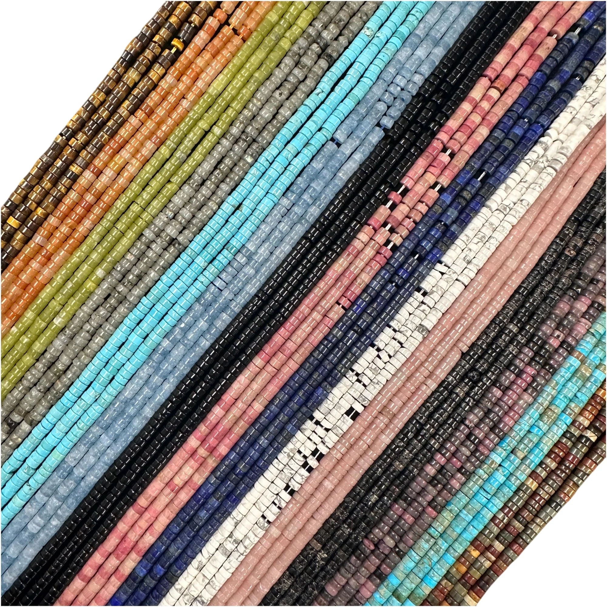 Wholesale 2x4mm Mixed Natural Gemstone Heishi Disc - Lapis Amazonite Black Onyx Dragon Blood Jasper Beads for Jewelry Making