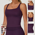 Lanyu Custom Women's Sleeveless Crop Tank Top Square Neck Skinny Fit Yoga Breathable Stretch Workout Fitness Activewear Gym