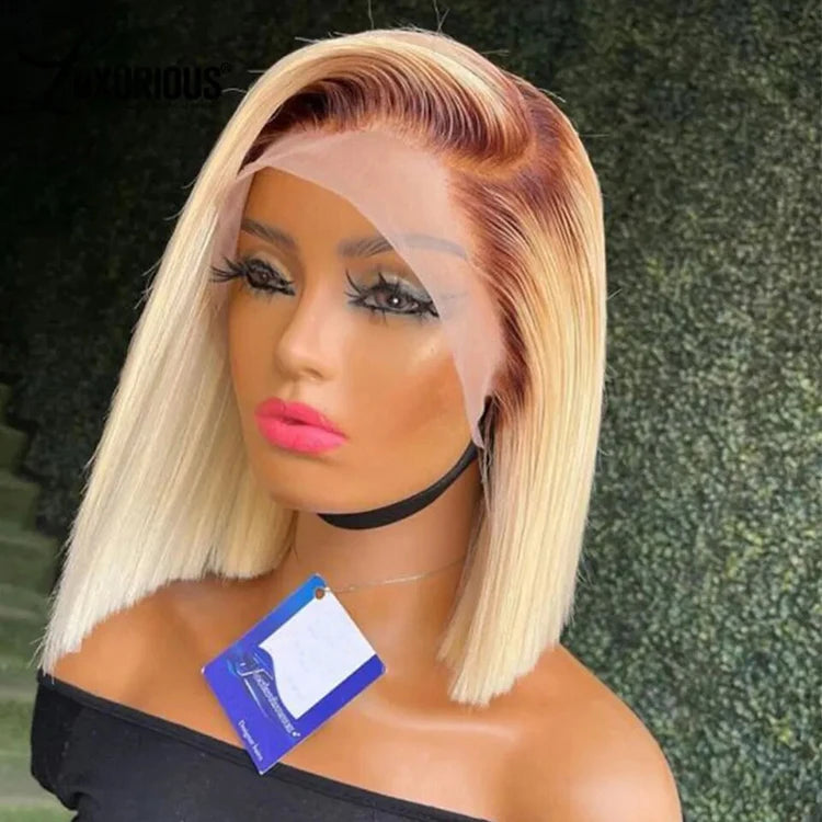 Cheap 13X4 Lace Frontal Blunt Cut Perruque Bob Naturel 100% Humain Weaves and Wigs Bob Raw Brazilian Bob Hair Wig for Woman