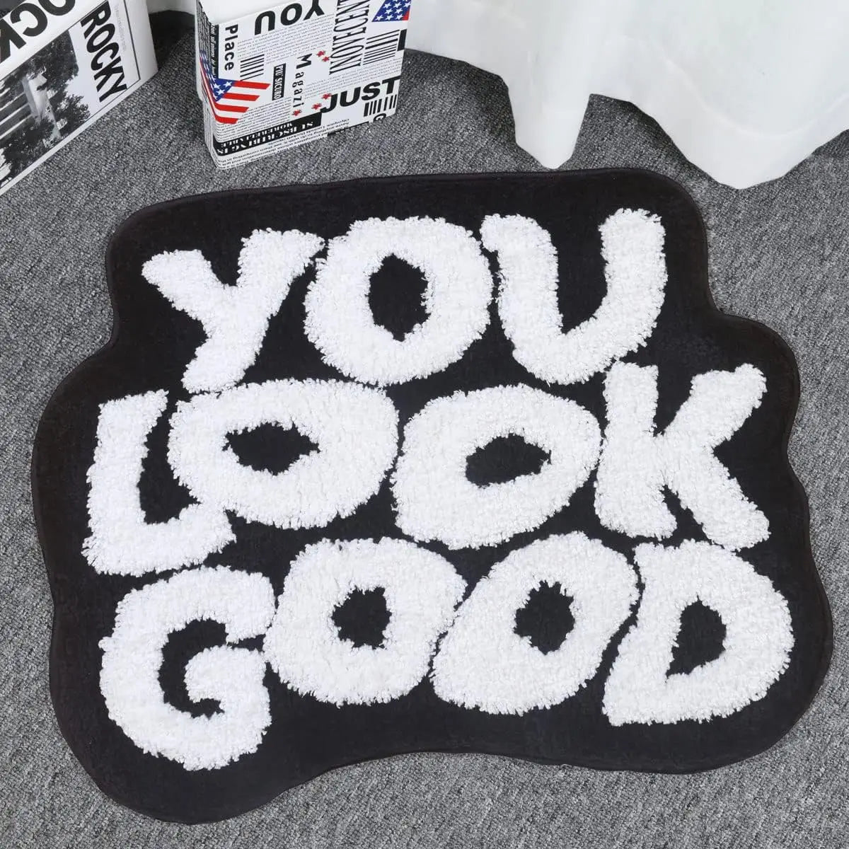 Modern Non-Slip Home Bathroom Door Mat Colorful Cartoon Flocking Absorbent Polyester Tufted for Hotel Use